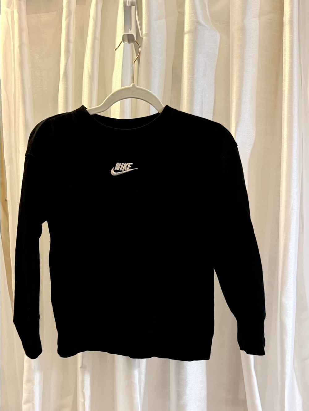 Nike Black Sweatshirt with White Swoosh Logo Tag Detail